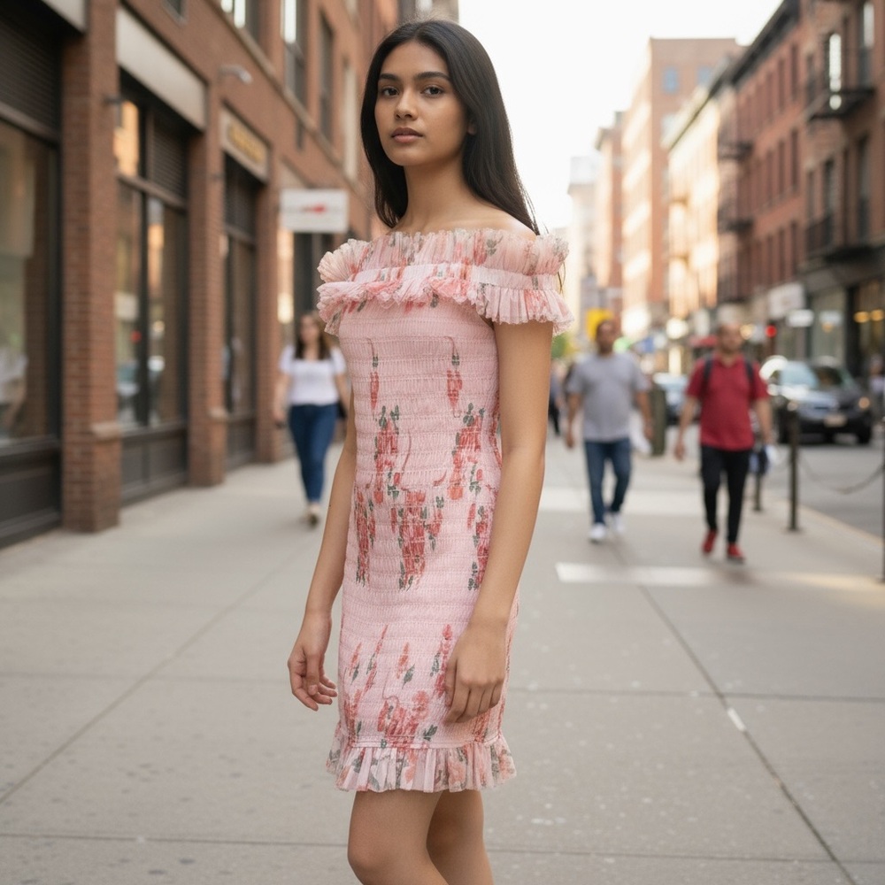 Steve Madden Samira Ruffle Floral Mini Dress Size S